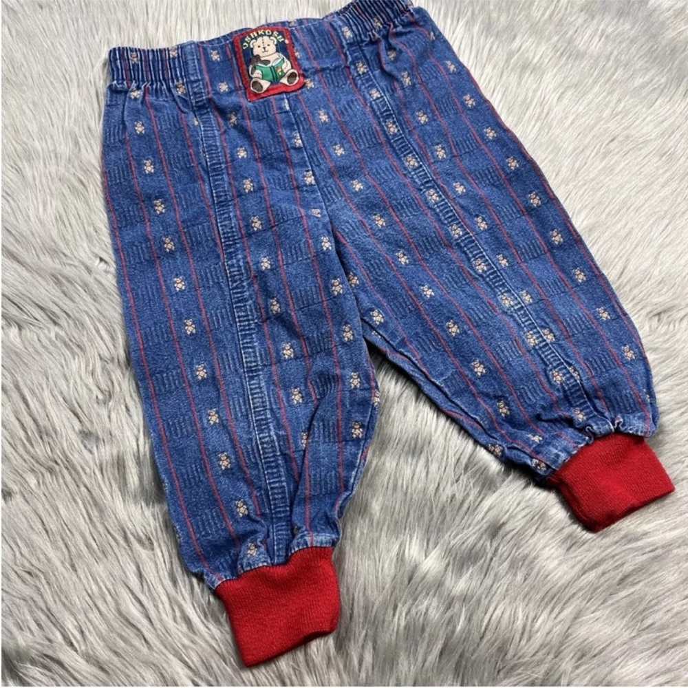 Vintage Made USA Oshkosh Baby Denim Bear Striped Jeans